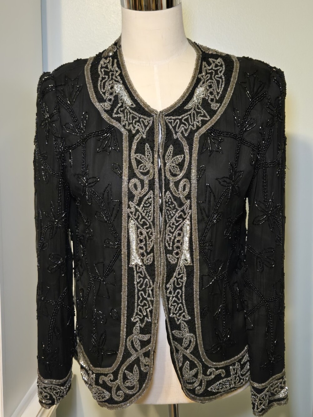 Vintage 80s Brilliante by J.A. Beaded Silk Evening Jacket